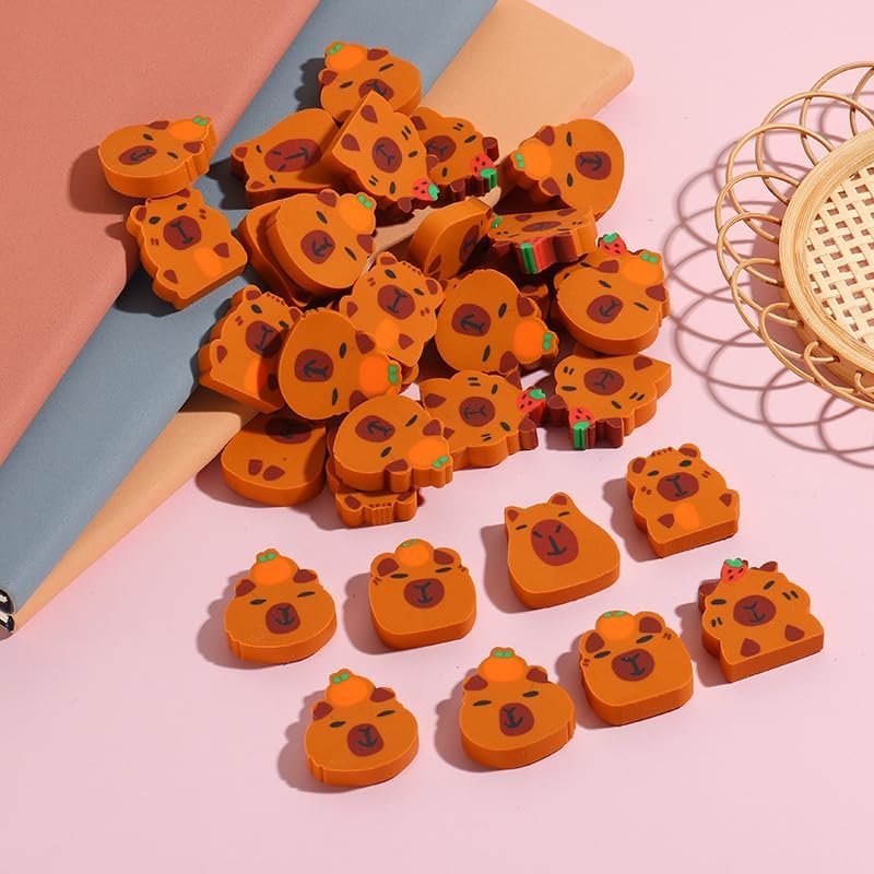 Kleeblatt Mini Capybara Erasers for Kids Bulk, 50 PCS Fun Cute Desk Pets for Kids Classroom, Treasure Box Prizes,Party Favors for Kids Goodie Bags, Back to School Gifts for Students - Image 5